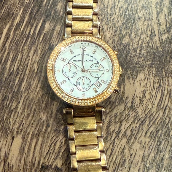 Michael Kors Gold Chronograph Watch with Crystal Embellishments - Picture 6 of 10
